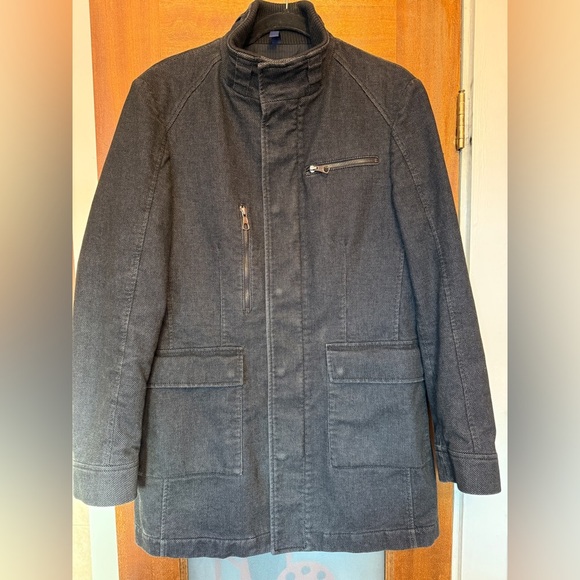 John Barritt Black Tweed Lined Mens Car Coat - Picture 1 of 12